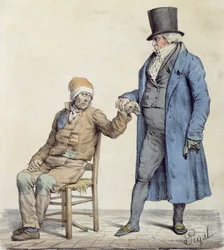 &39;You are Fine!&39;, Representação do médico do pobre homem, gravada por Langlume (fl.1822-24) 1825